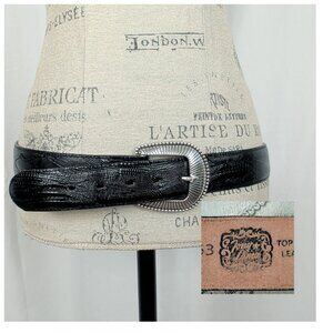 Vintage Tony Lama Black Leather Belt 38 Large Western